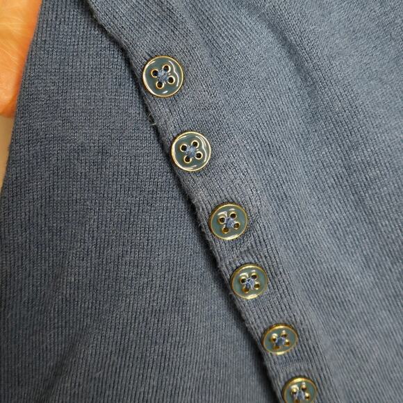J. MCLAUGHLIN Teal Blue Long Sleeve Sweater Button Detail on Sleeves Size L - Picture 3 of 6